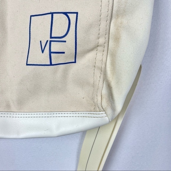Diane Von Furstenberg Beige & Blue Canvas Beach Tote - Picture 7 of 8